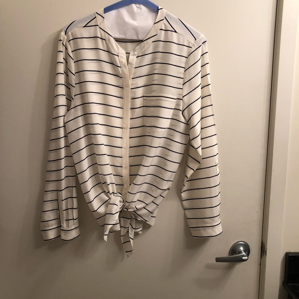 Blue and white striped top